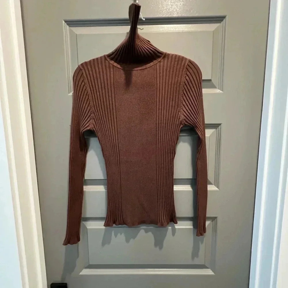 Rue 21 Brown Ribbed Turtleneck Sweater Extra Large